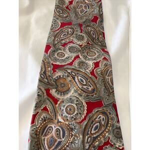 Christian Dior 100% Silk Vintage Burgandy With Paisley Print 54 Inches Long